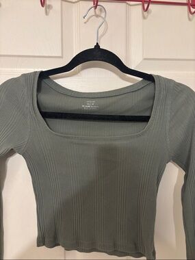 aerie Ribbed Square Neck Top in Sage